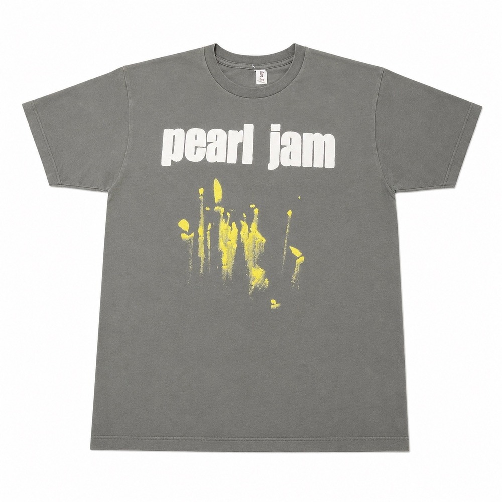 Pearl Jam Band Graphic Tee Faded Charcoal Grey Cotton T-Shirt Mens Large